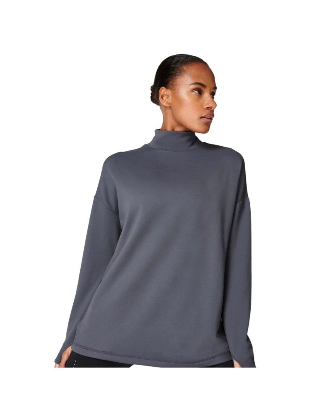 Sweaty Betty Eco Therma High Neck Running Sweatshirt Sz SM Oversized Thumb Holes